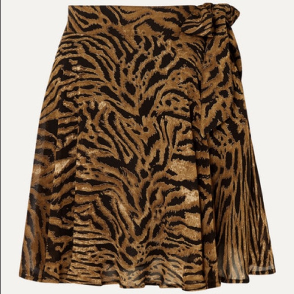 Ganni tiger print Georgette mini skirt